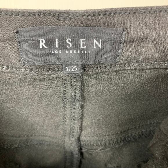 Risen High Waist Black Flare Jeans Size 1/25 Modern Retro Style Denim - Picture 6 of 9